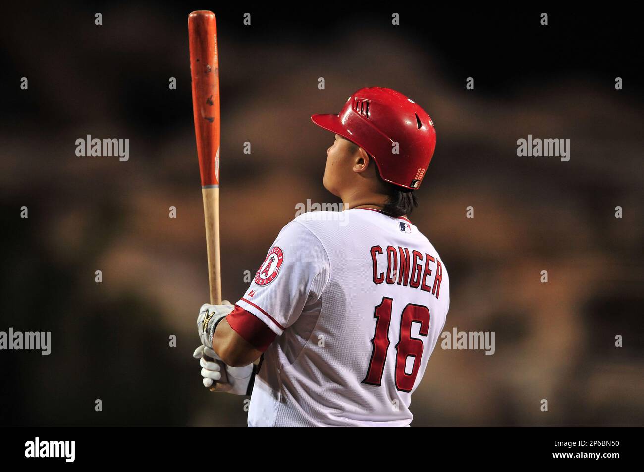 June 15, 2012 Anaheim, CA.Los Angeles Angels catcher Hank Conger 16 at bat during the Major