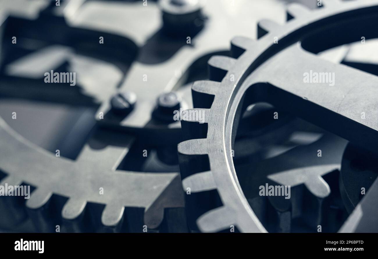 Machine Gear wheels industrial background. Selective focus Stock Photo