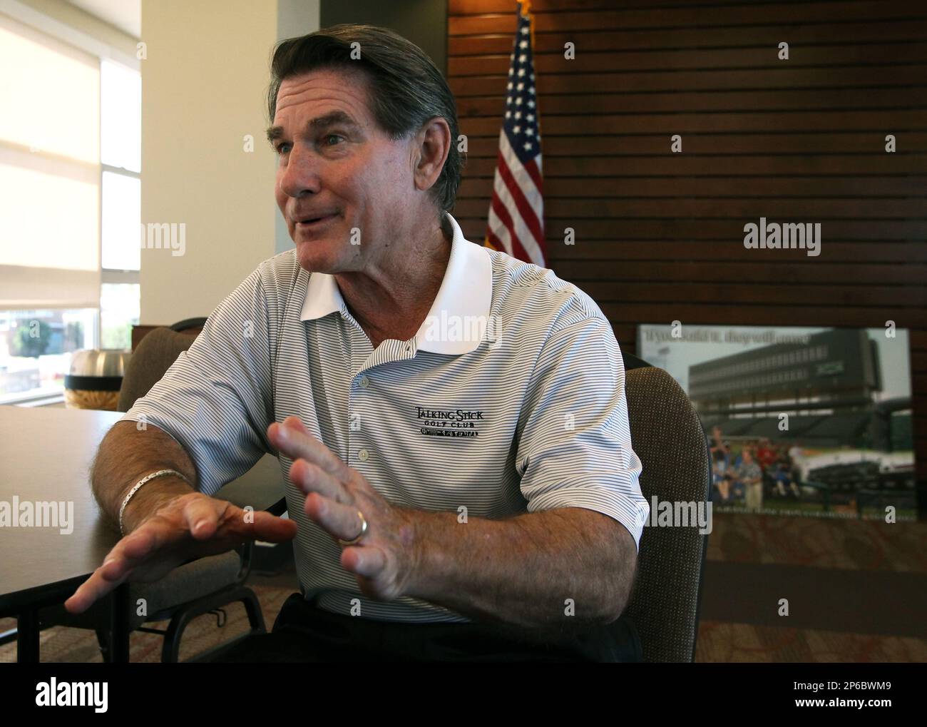 Former Los Angeles Dodgers first baseman Steve Garvey talks baseball during  a visit to Suplizio Field to see his son practice with the Colorado Rockies  Tuesday June 12, 2012. Garvey, who also
