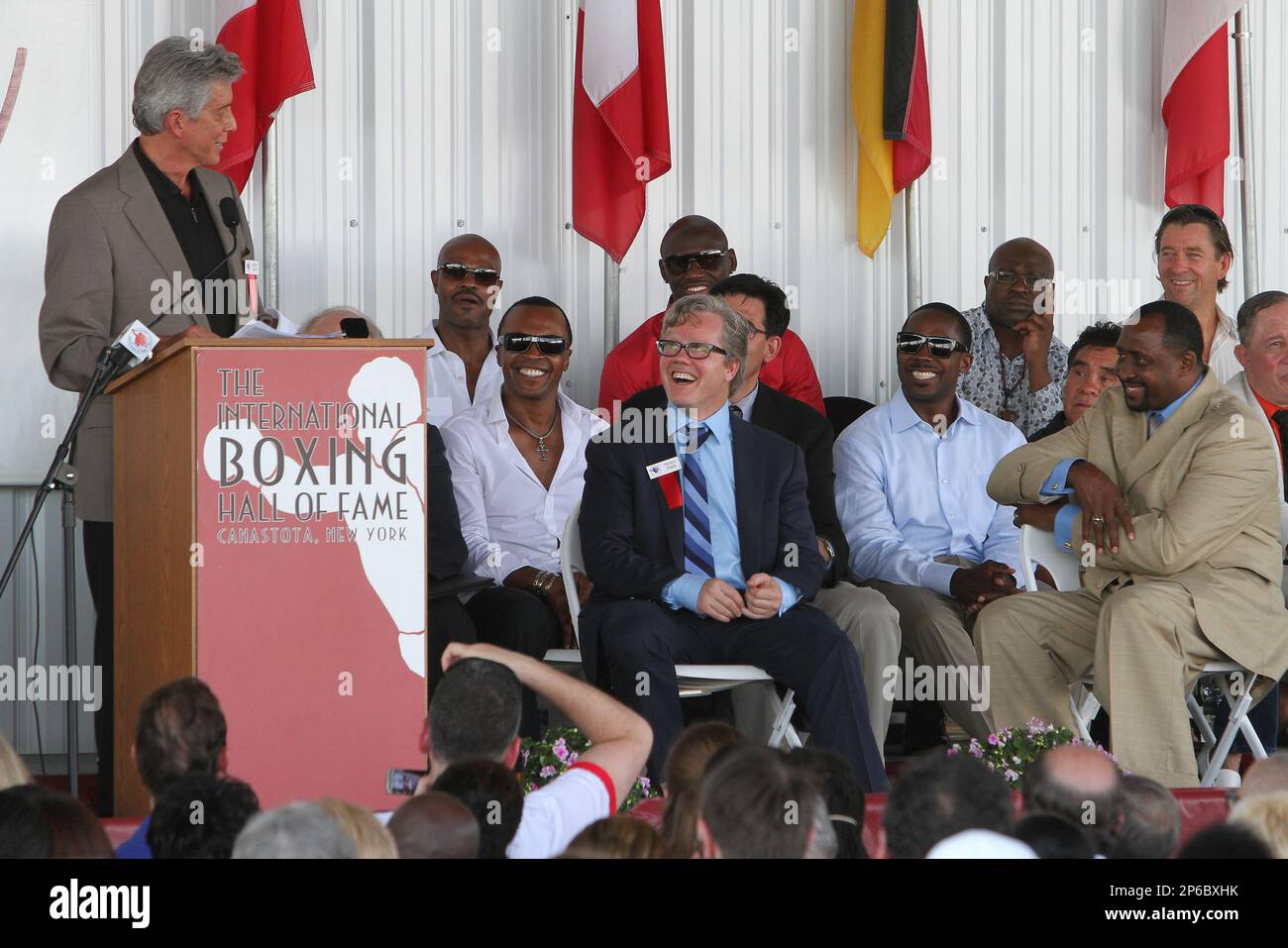 Inductee and announcer Michael Buffer gives his induction speech during