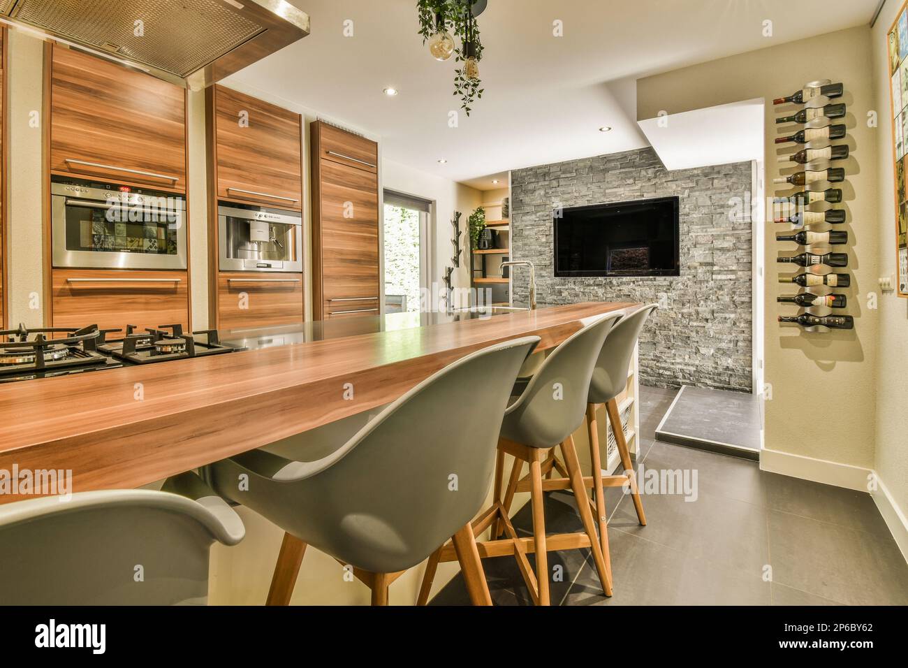 Amsterdam, Netherlands 10 April, 2021 a modern kitchen with wood