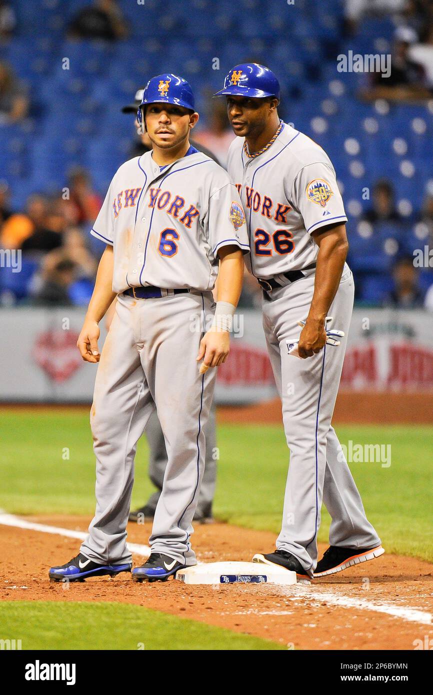 June 12, 2012 New York Mets shortstop Omar Quintanilla (6) gets