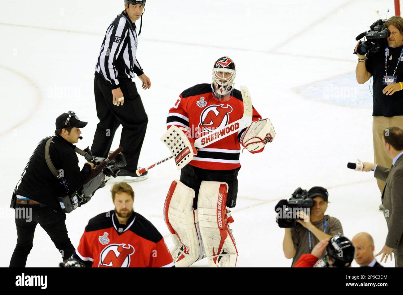 April 29, 2012: New Jersey Devils goalie Martin Brodeur (30) looks up at  the replay after giving up the game winning goal following the NHL Eastern  Conference Simi-finals Game 1 between the