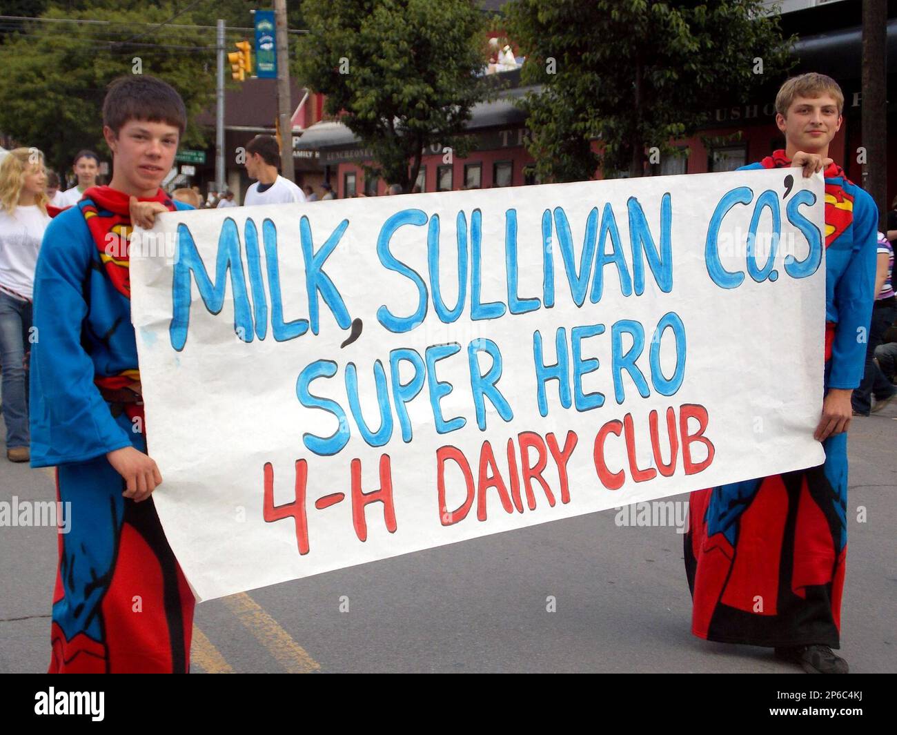 The 4H Dairy Club displays a banner in the Sullivan County Dairy