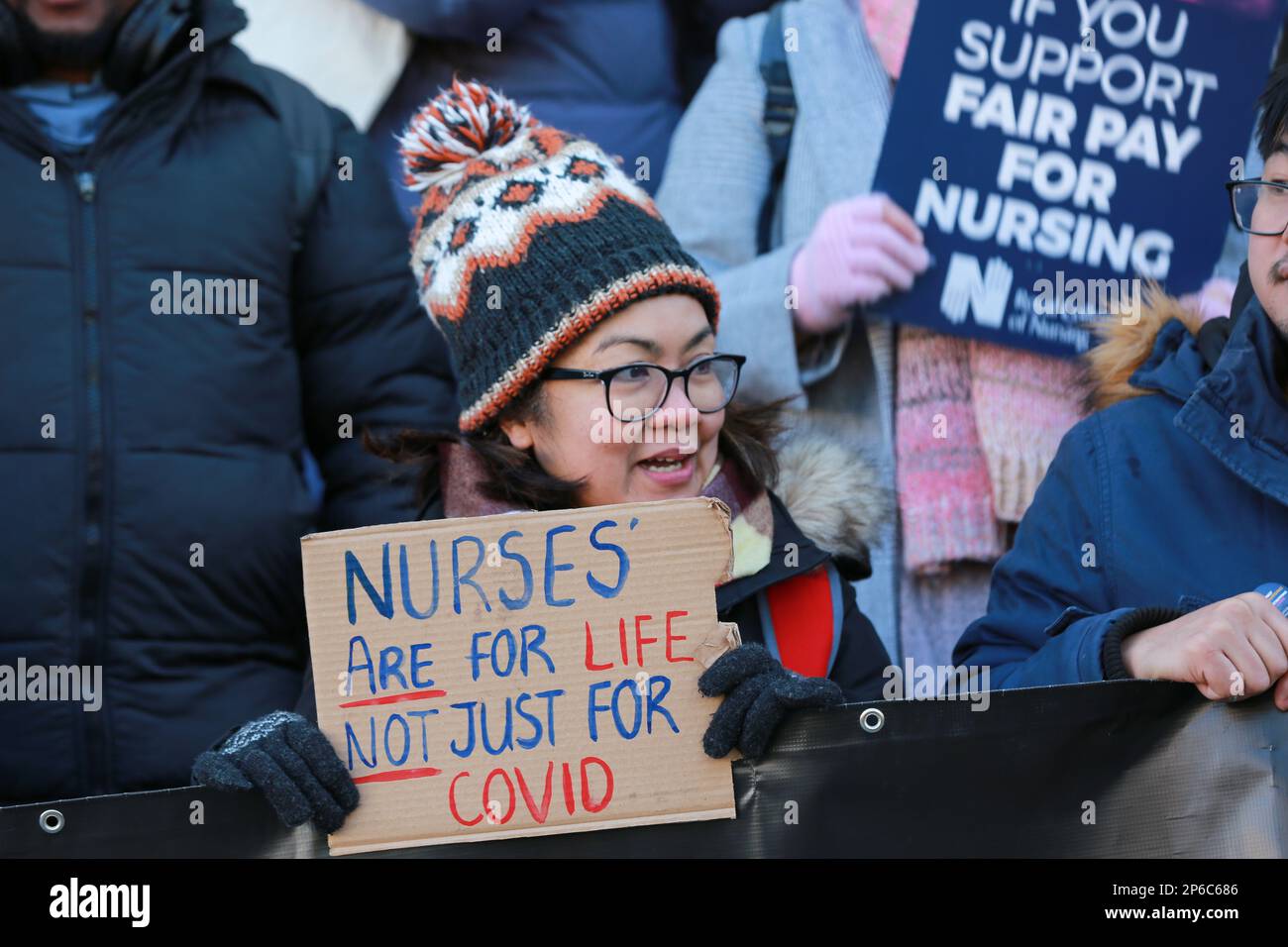 Nurses In London London, UK. 19 January 2023. Nurses at picket line outside University ...