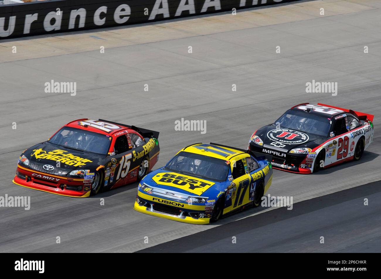 Clint Bowyer (15), Matt Kenseth (17) and Kevin Harvick (29) during the ...