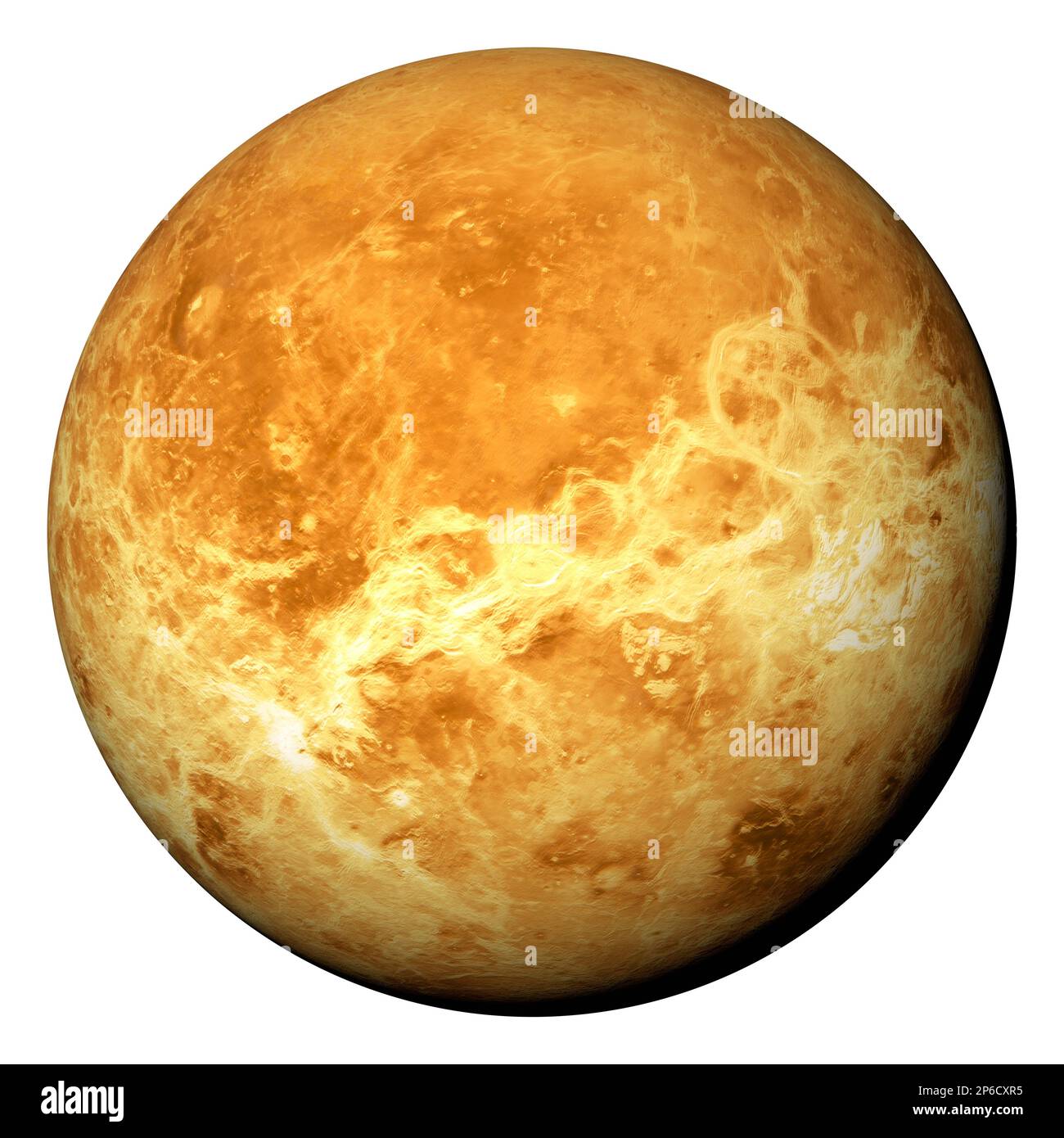 Venus, the planet with the highest surface temperature in the solar system, isolated on white background Stock Photo