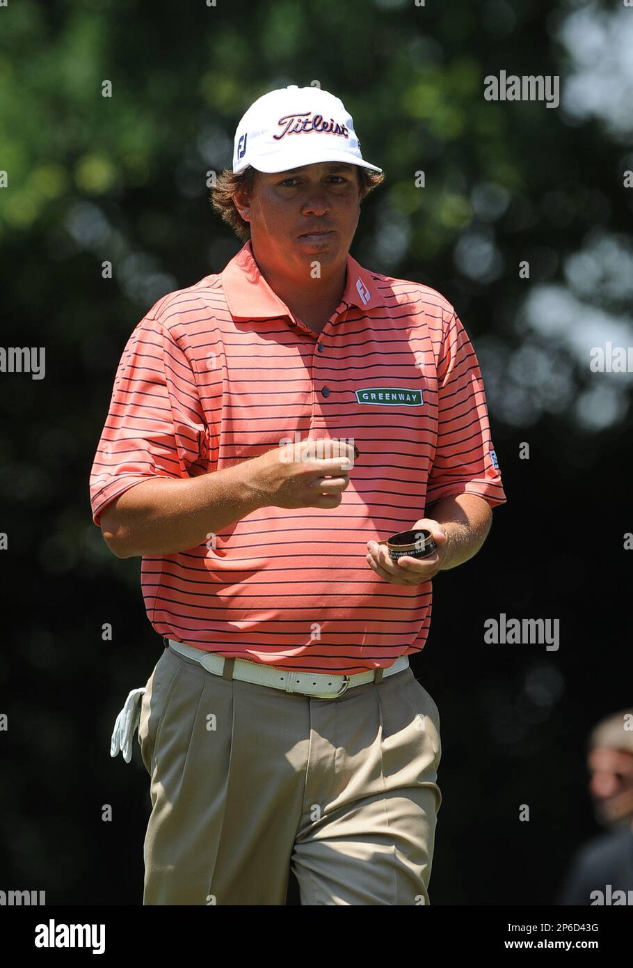 golfer chewing tobacco May 27,2012: Jason Dufner chew his tabaco after leaving the tee off at the  13th hole during the final round of the Crowne Plaza Invitational at  Colonial played in Fort Worth, TX. (