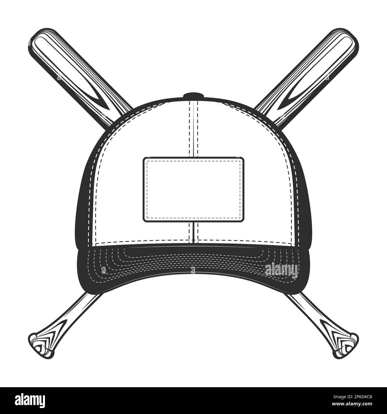 Baseball bat with cap club emblem design elements template in vintage