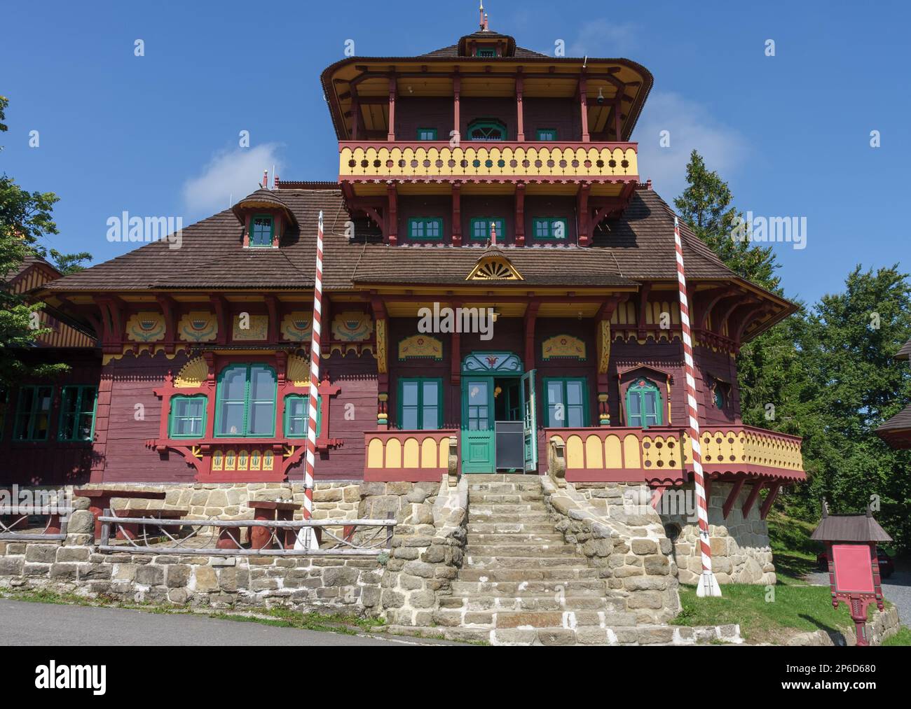Pustevny Wooden cottage in popular recreational centre Pustevny in Beskid ...