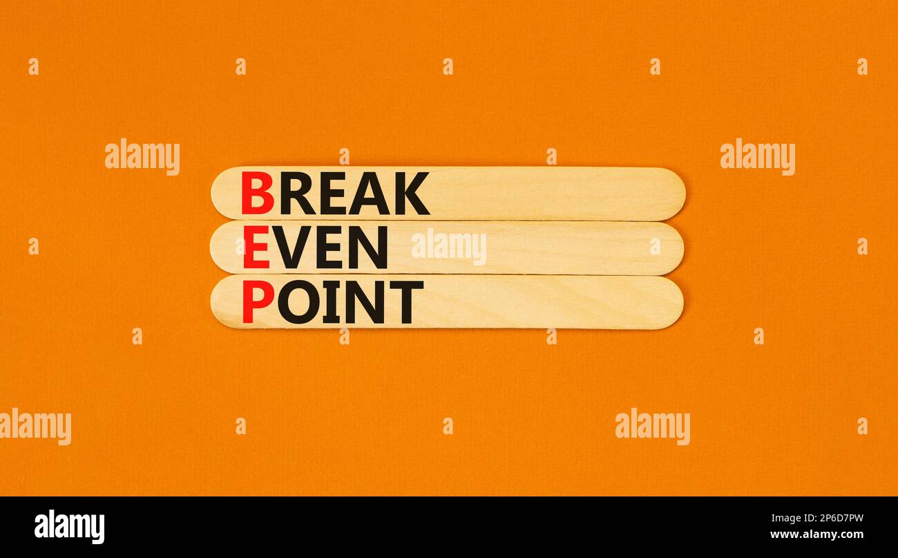BEP break even point symbol. Concept words BEP break even point on