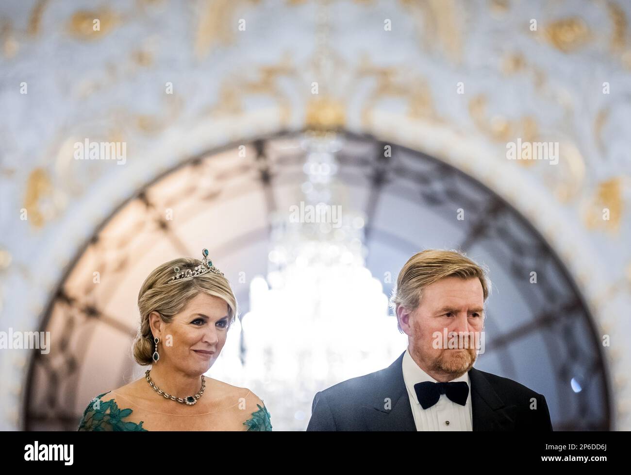 BRATISLAVA - King Willem-Alexander and Queen Maxima during the state banquet on the first day of the three-day state visit to Slovakia. ANP REMKO DE WAAL netherlands out - belgium out Stock Photo