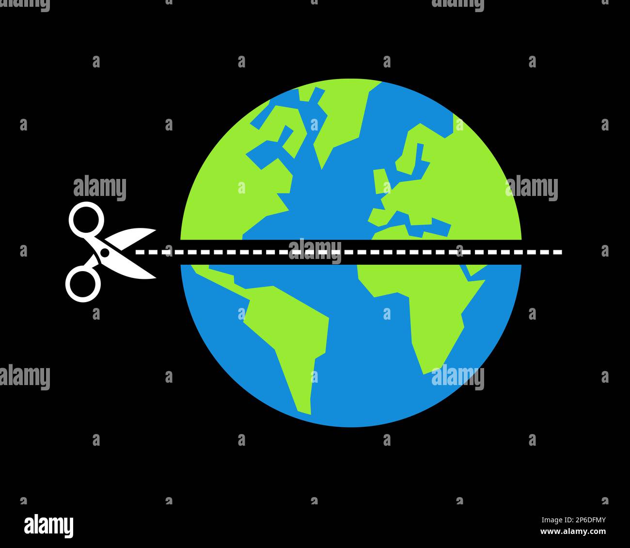 Earth is dividing, splitting and falling apart into Global North and South. Globe is