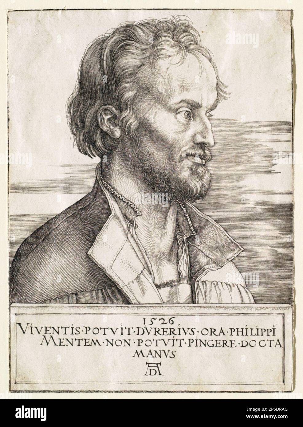 Albrecht Dürer, Philipp Melanchthon, 1526, engraving on paper Stock ...