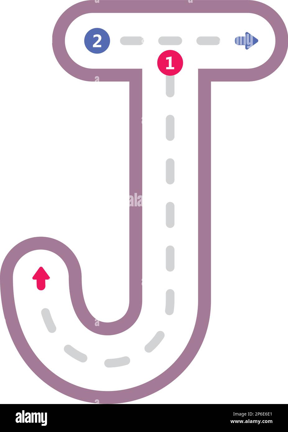 Tracing alphabet letter J uppercase prewriting dotted line element for kindergarten and