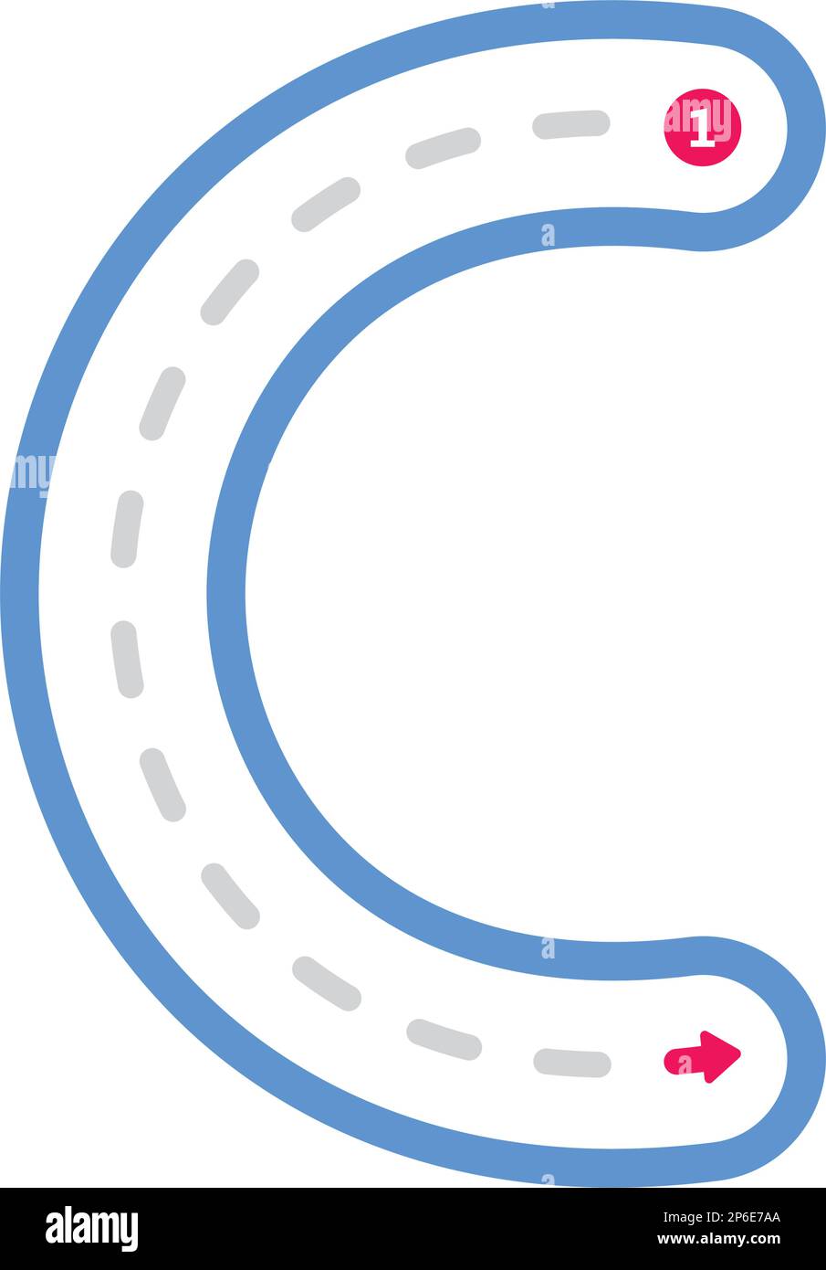 Tracing alphabet letter C uppercase prewriting dotted line element for