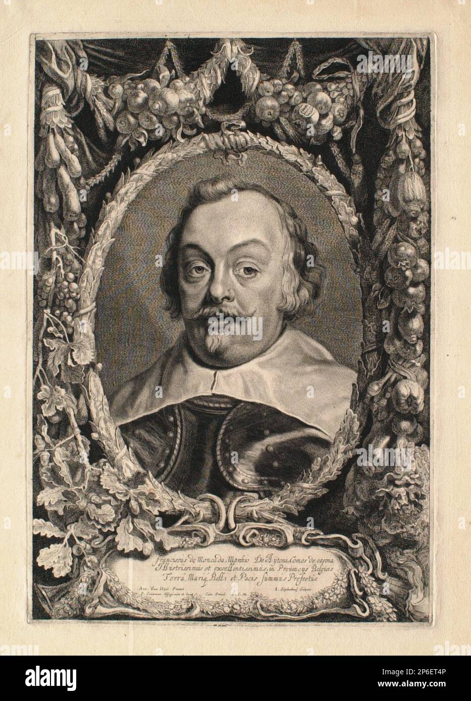 Jonas Suyderhoef, Francisco de Moncada, 1640s, etching on paper. Stock Photo