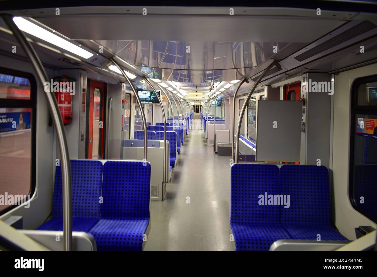 Empty S Bahn in Hamburg, U Bahn empty train Stock Photo