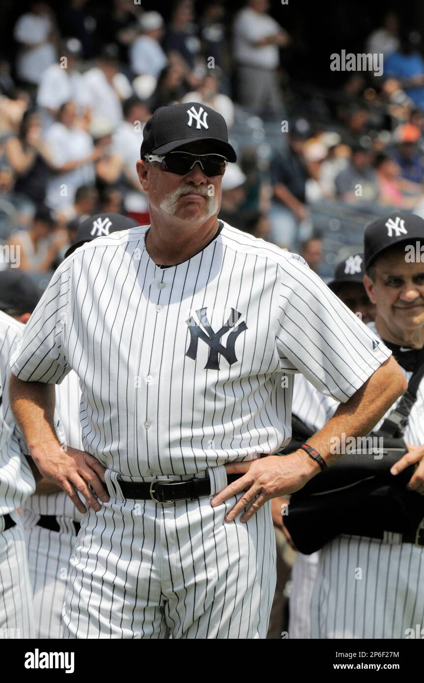 Retired New York Yankee pitcher Goose Gossage tips his cap while