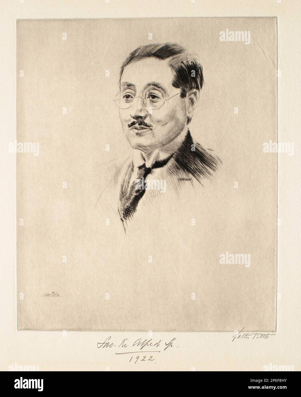 Walter Tittle, Dr. Sze, 1921–22, drypoint on wove paper. Stock Photo