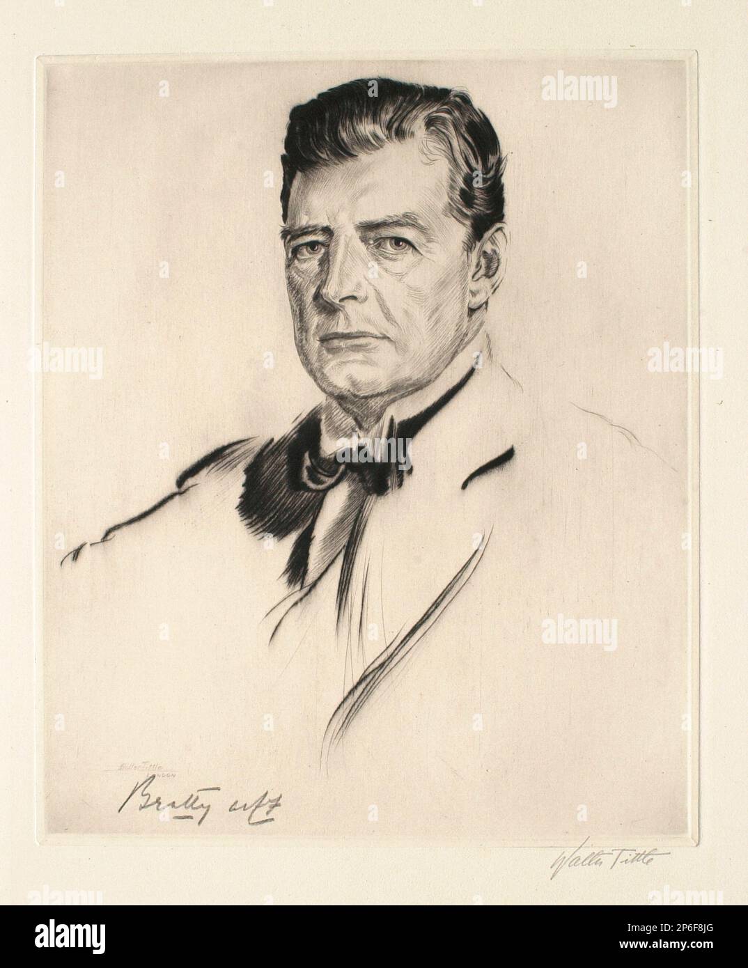 Walter Tittle, Earl Beatty, O.M., G.C.B., 1922, drypoint on wove paper. Stock Photo