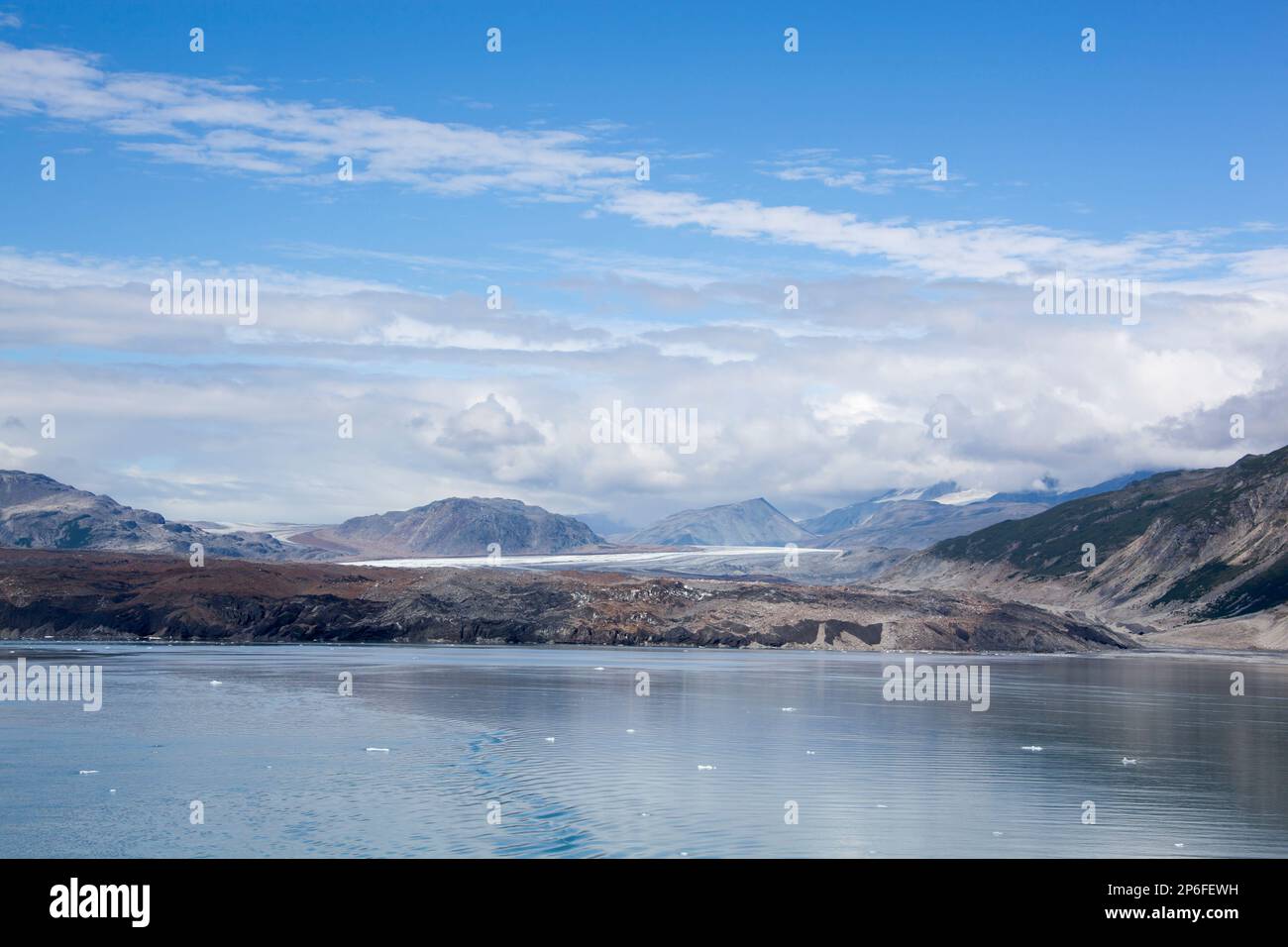 The Summer view of an old glacier that turned to black color in Glacier