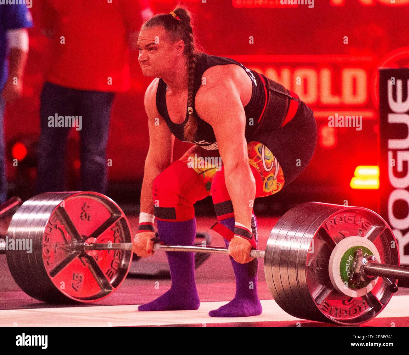 Columbus, Ohio, United States. 4th Mar, 2023. Olga Liashchuk (UKR) competes in the Elephant Bar Deadlift at the Arnold strongwoman Classic in Columbus, Ohio. Credit: Brent Clark/Alamy Live News Stock Photo