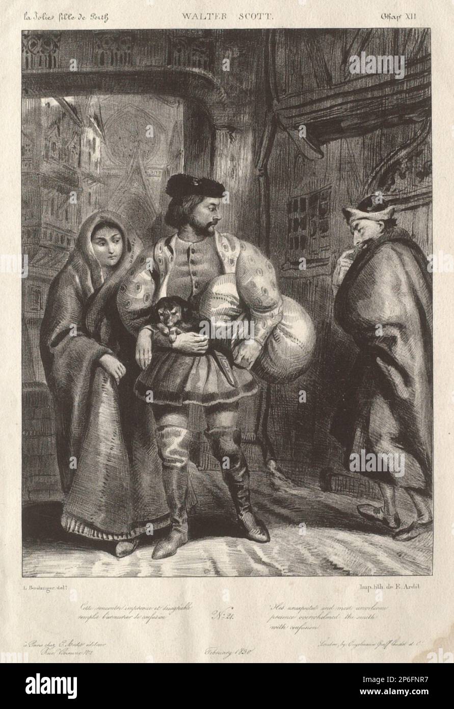 Louis Boulanger, Illustration for 'The Fair Maid of Perth' by Walter Scott, ch. 12, Feb. 1830, lithograph on wove paper. Stock Photo