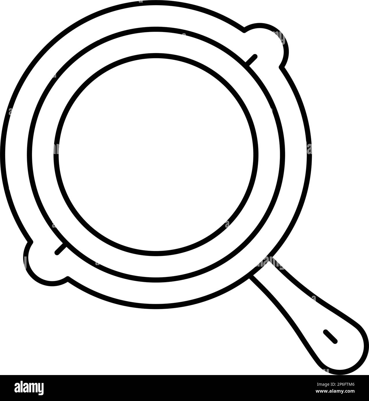 cast iron skillet kitchen cookware line icon vector illustration Stock