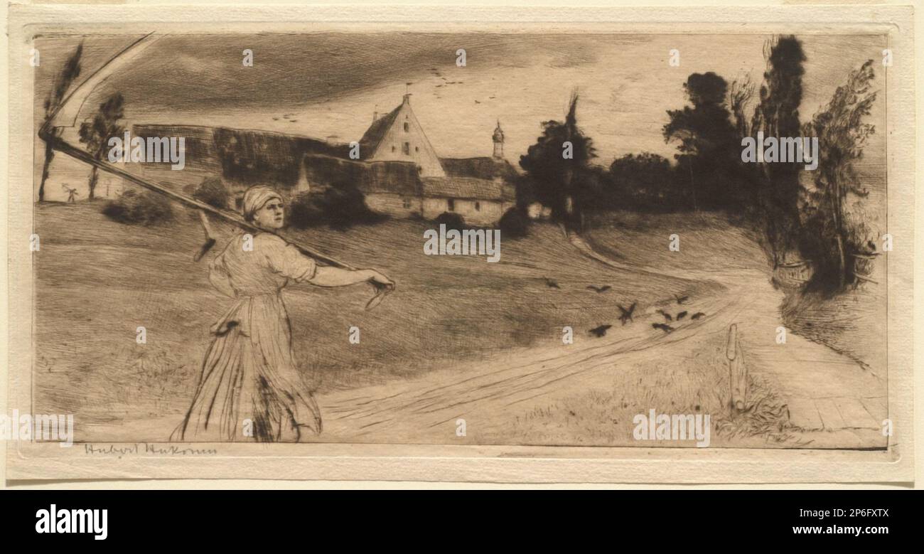 Hubert von Herkomer, Wild Weather, 1891, etching and drypoint on laid