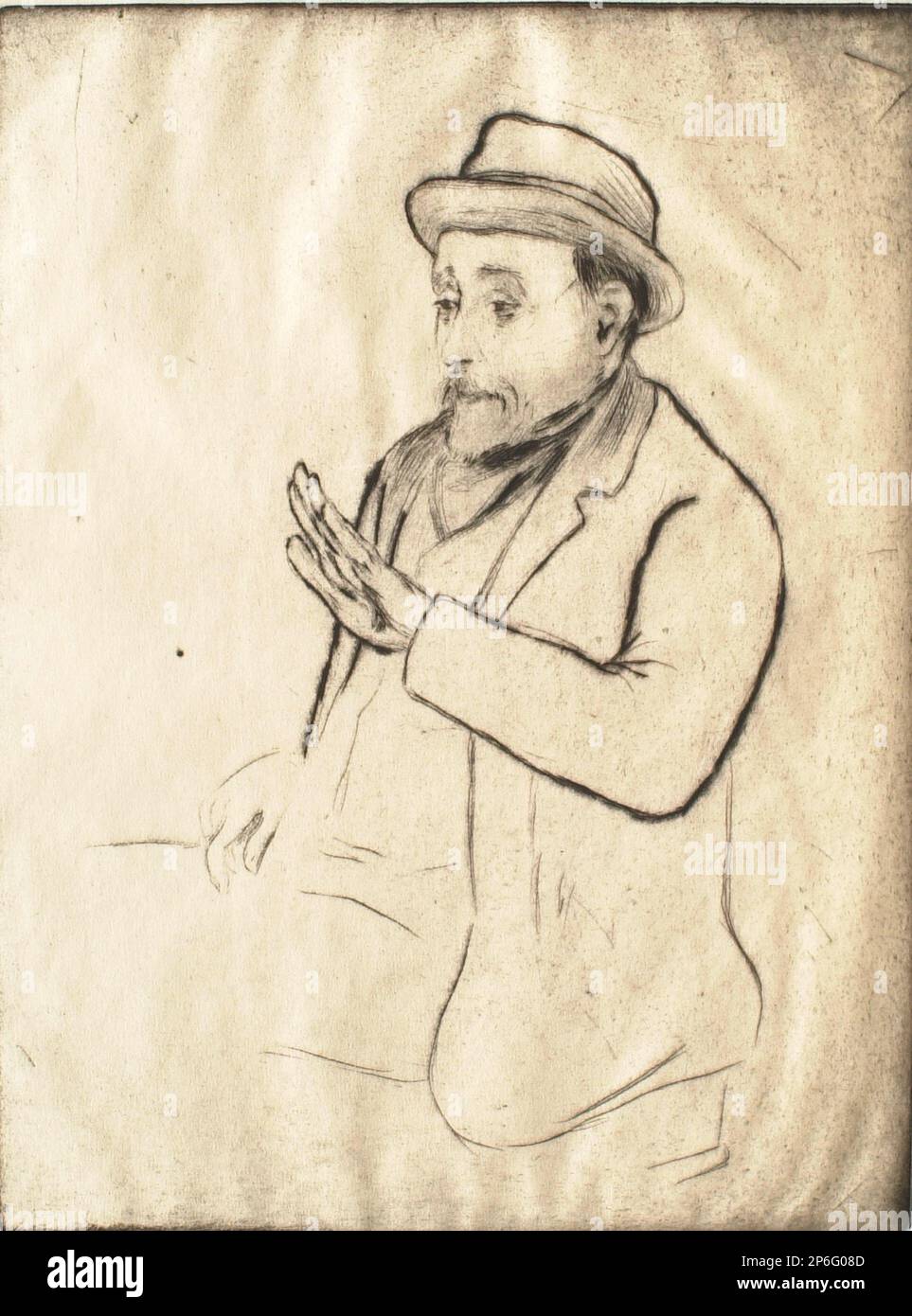 Pierre-Georges Jeanniot, Portrait of Edgar Degas, c. 1885, reprint July 1987, etching and drypoint on laid paper. Stock Photo