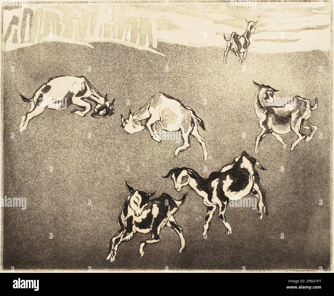 Thomas Handforth, Six Little Goats, 1935, etching and aquatint on paper ...