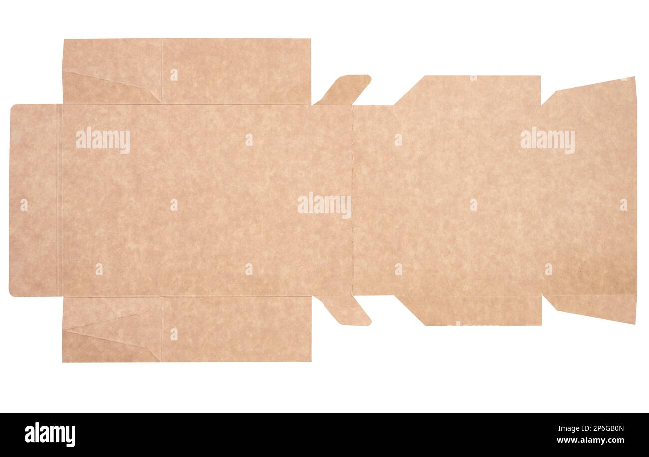A brown cardboard box in an unfolded state on a white isolated