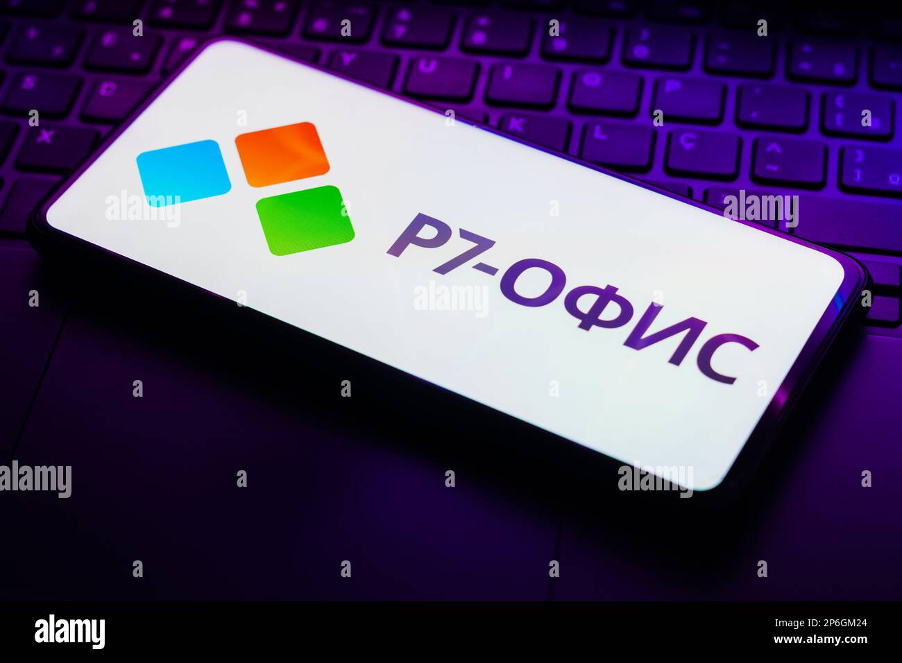 In this photo illustration, the R7-Office logo seen displayed on a ...