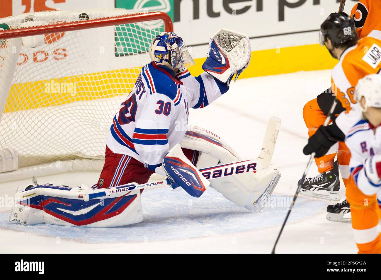 April 3, 2012: New York Rangers goalie Henrik Lundqvist (30) misses the ...