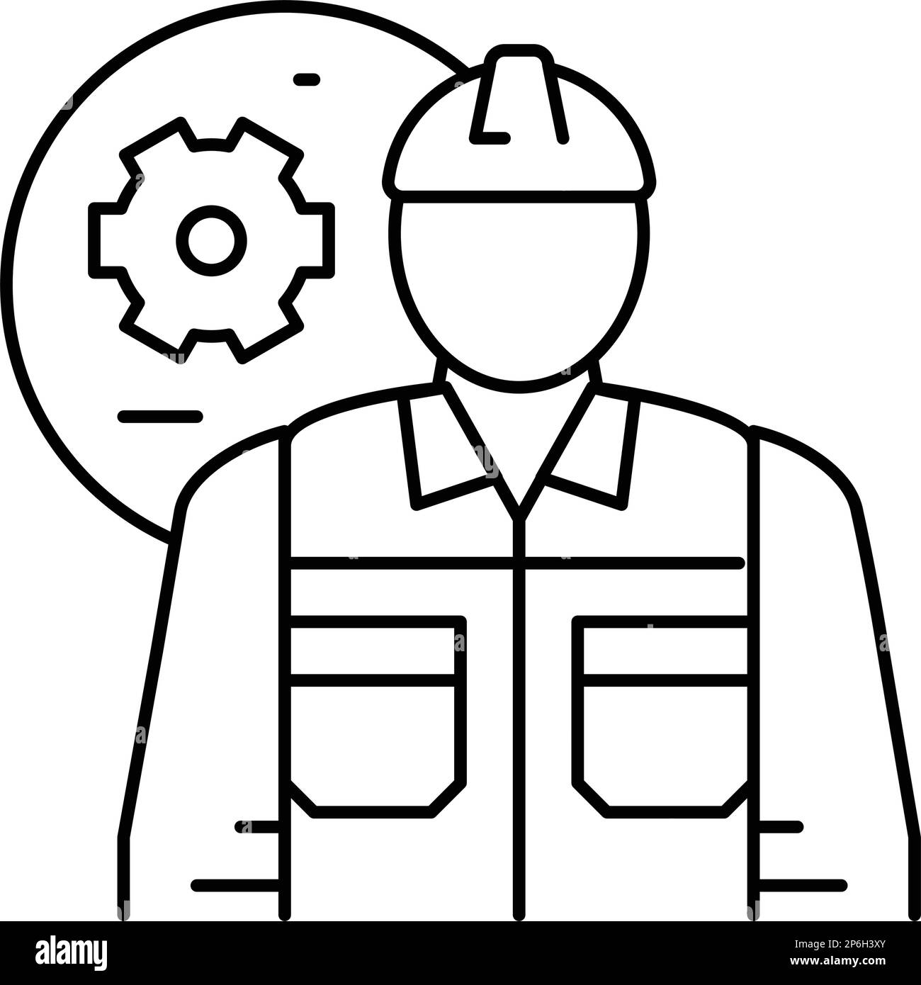 Mechanical Engineer Worker Line Icon Vector Illustration Stock Vector