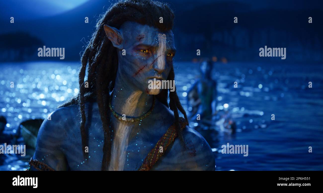 RELEASE DATE: December 16, 2022. TITLE: Avatar: The Way of Water. STUDIO: 20th Century Studios. DIRECTOR: James Cameron. PLOT: Jake Sully lives with his newfound family formed on the extrasolar moon Pandora. Once a familiar threat returns to finish what was previously started, Jake must work with Neytiri and the army of the Navi race to protect their home. STARRING: SAM WORTHINGTON as Jake Sully. (Credit Image: © 20th Century Studios/Entertainment Pictures/ZUMAPRESS.com) EDITORIAL USAGE ONLY! Not for Commercial USAGE! Stock Photo