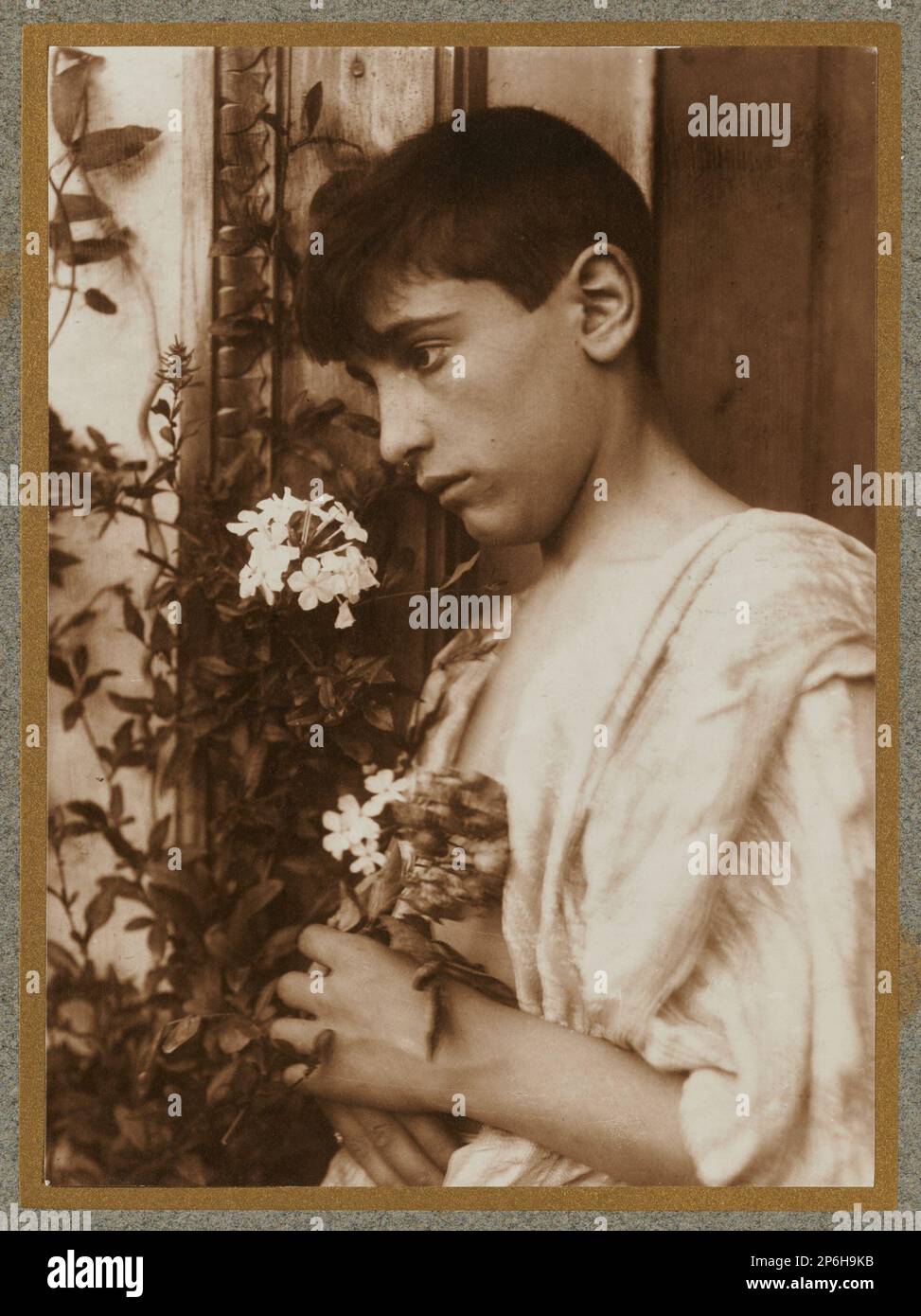 Baron Wilhelm von Gloeden, Sicilian Boy, c. 1900, silver print. Stock Photo