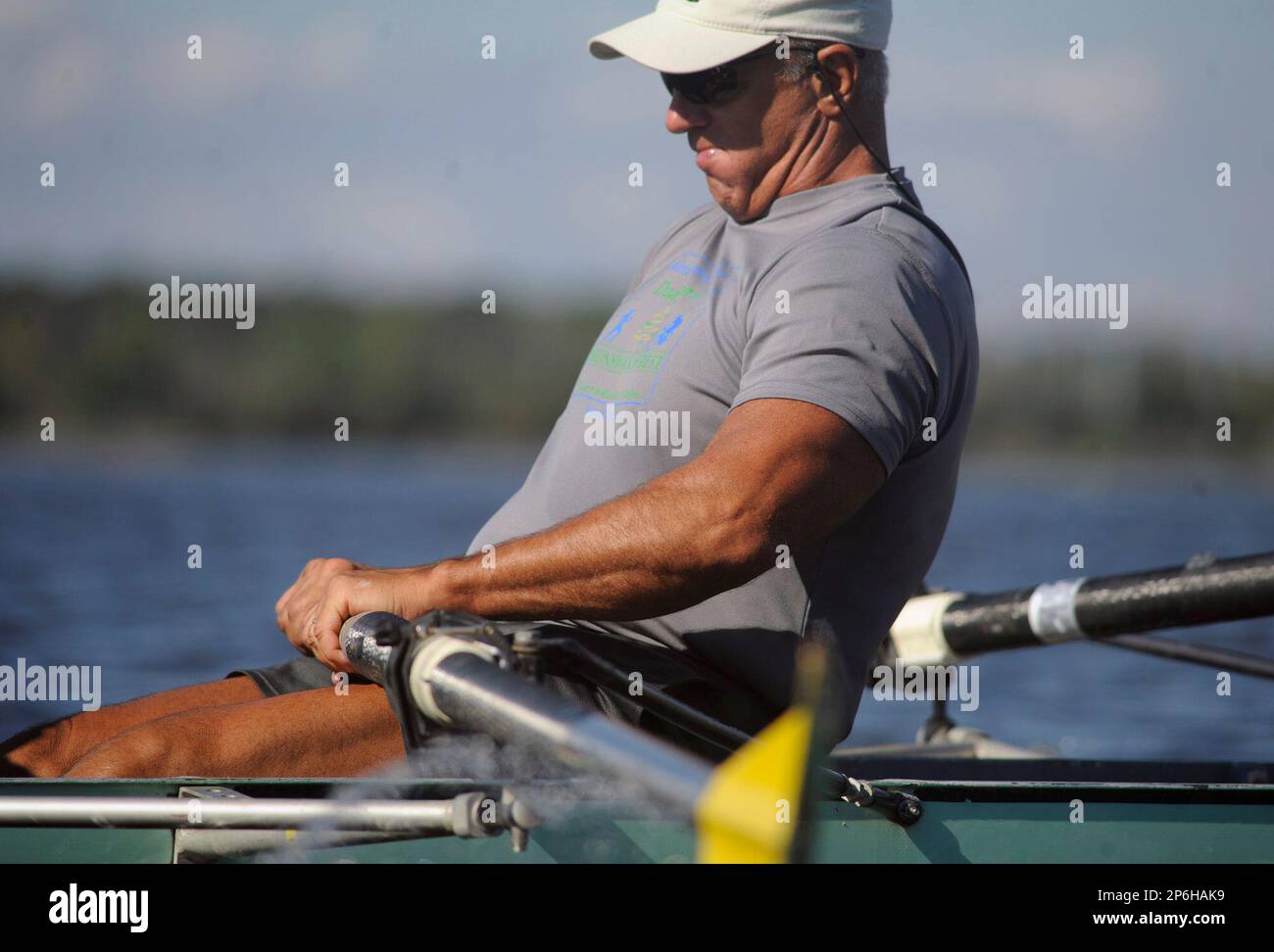 Cape Fear Rowing student Dennis Collette practices his stroke during an