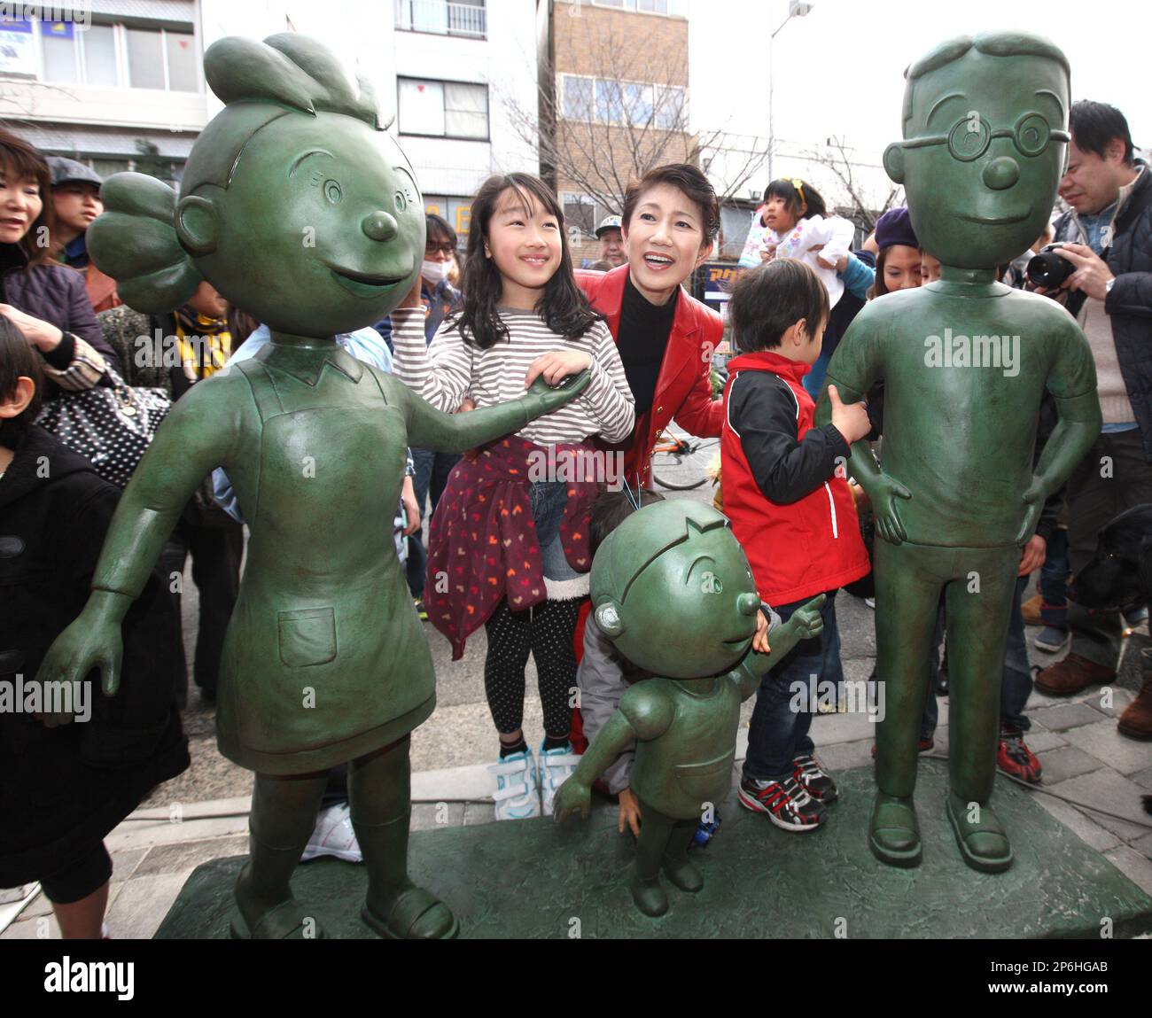 Bronze statues of Sazae-san family, Japanese popular comic book and TV ...
