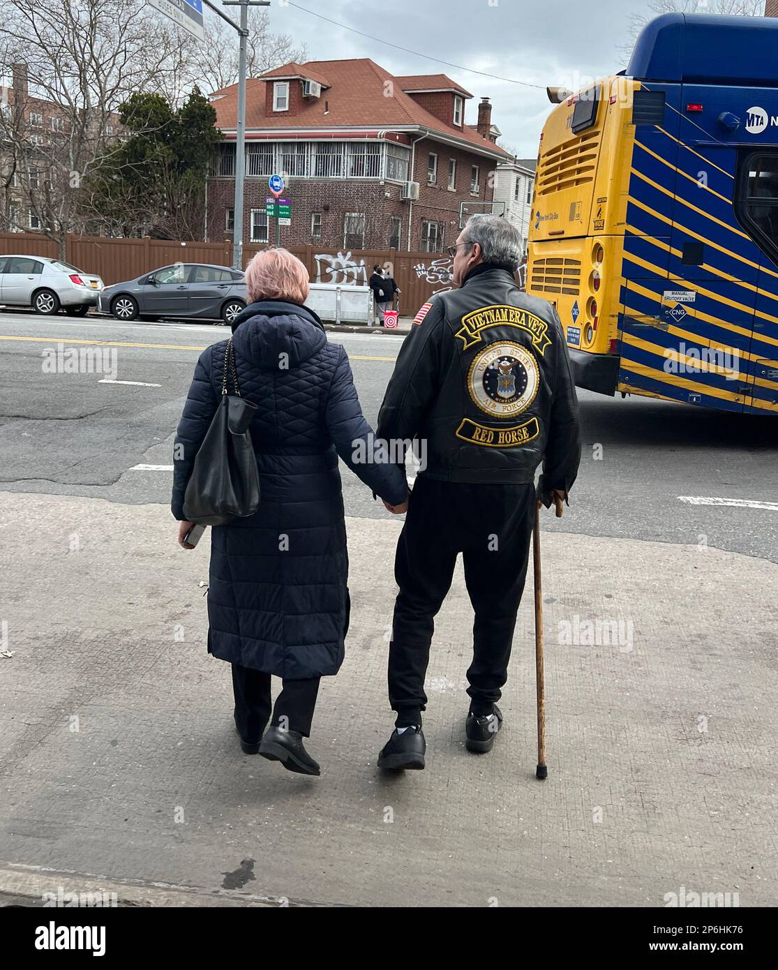 US Air force Vietnam vet lets it be known on his jacket in Brooklyn ...