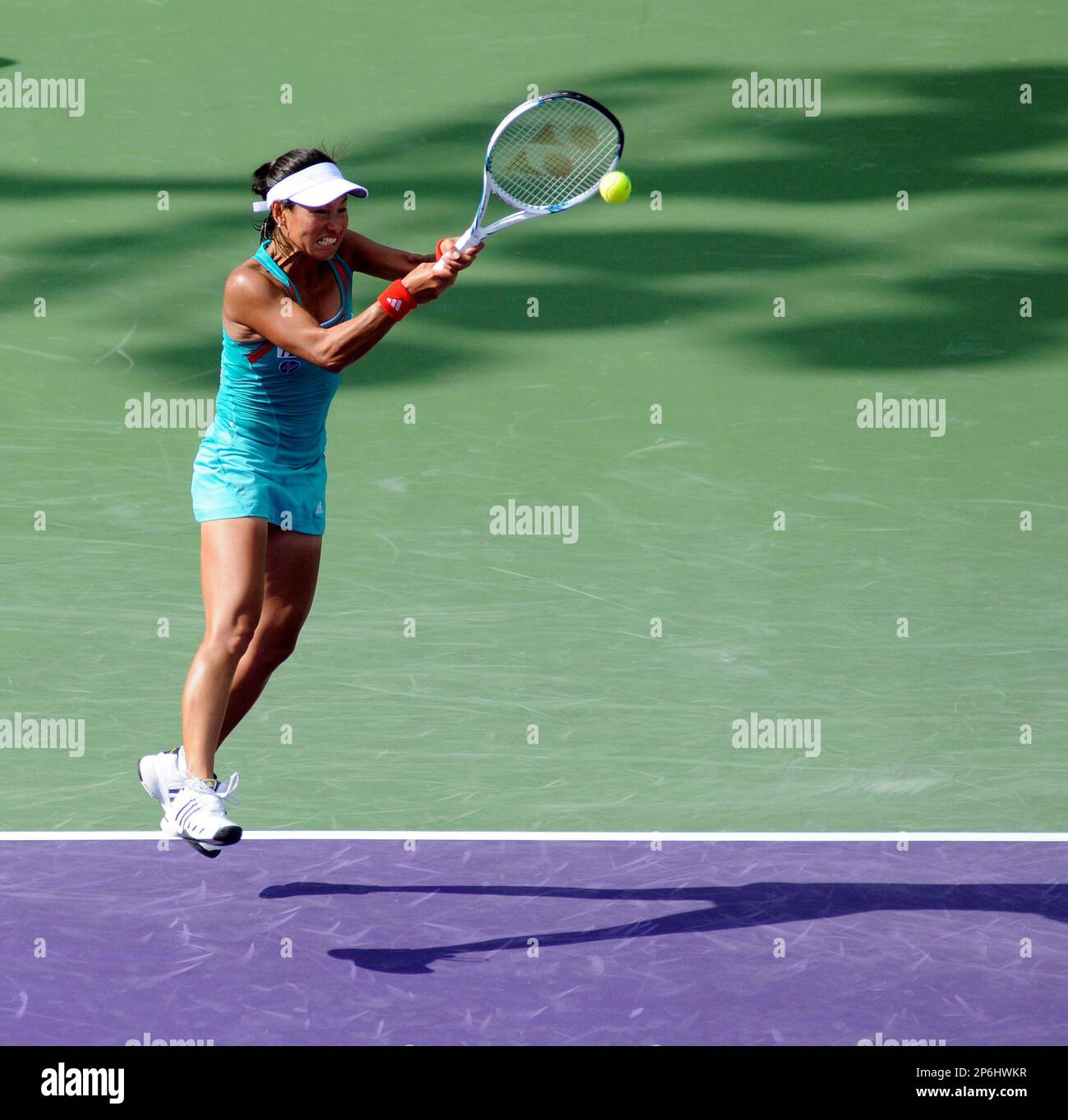 Mar 21, 2012; Kimko Date-Krumm (JAP) in action against Venus Williams  (USA), Williams defeat Date-Kurmm 6-0, 6-3 during first round tennis match  at the Sony Ericsson Open at Tennis Center at Crandon