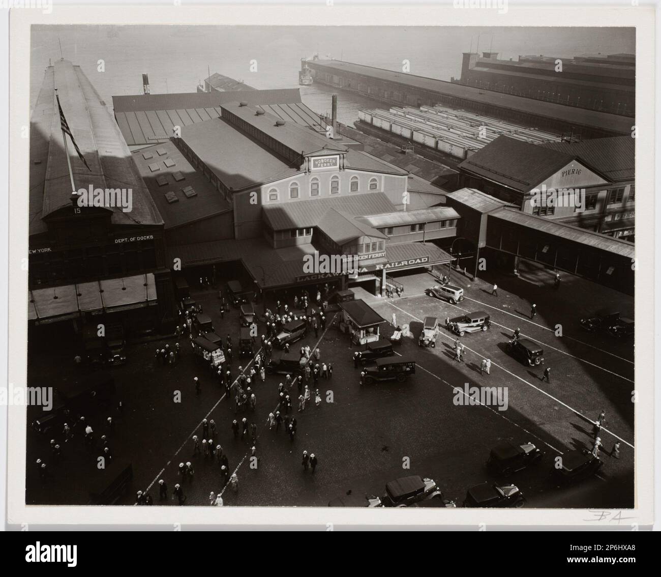 Berenice Abbott, Hoboken Ferry Terminal, Barclay Street, New York , 1931, printed 1982, gelatin silver print. Stock Photo