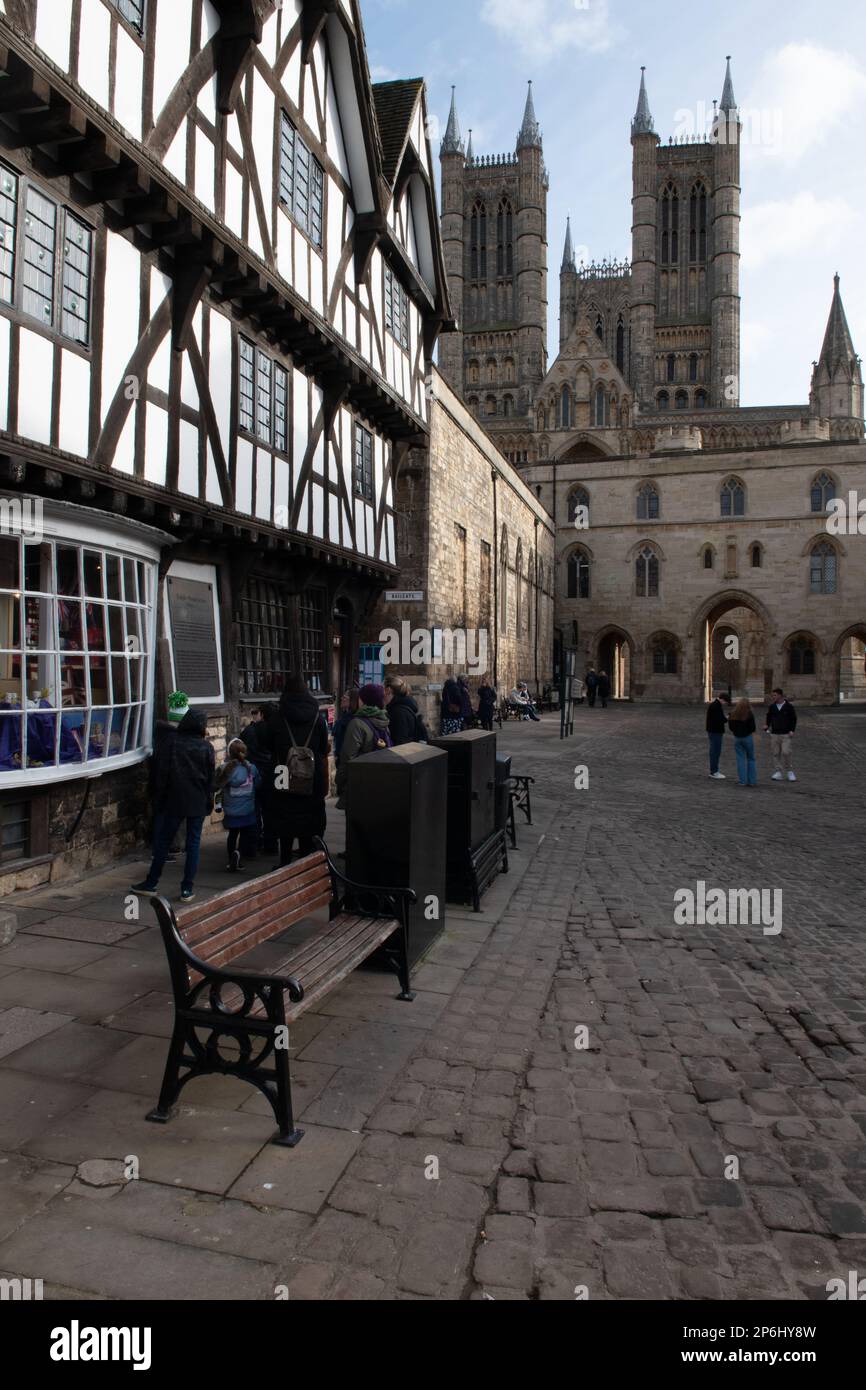 Lincoln Cathedral from Castle Hill, Lincolnshire, England, UK Stock Photo