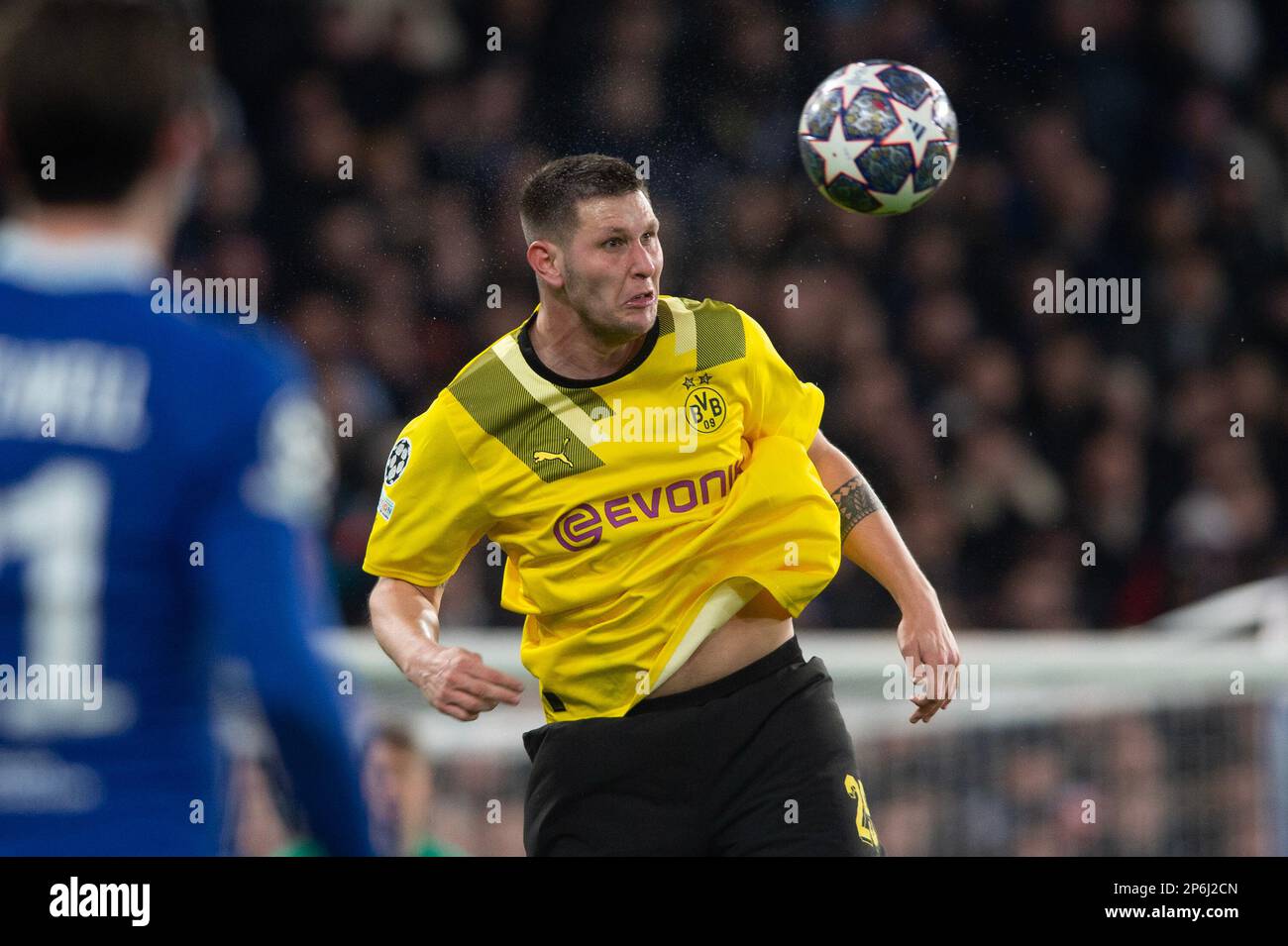 London, UK. 07th Mar, 2023. Niklas Süle of Borussia Dortmund during the UEFA Champions League Round of 16 match between Chelsea and Borussia Dortmund at Stamford Bridge, London, England on 7 March 2023. Photo by Salvio Calabrese. Editorial use only, license required for commercial use. No use in betting, games or a single club/league/player publications. Credit: UK Sports Pics Ltd/Alamy Live News Stock Photo