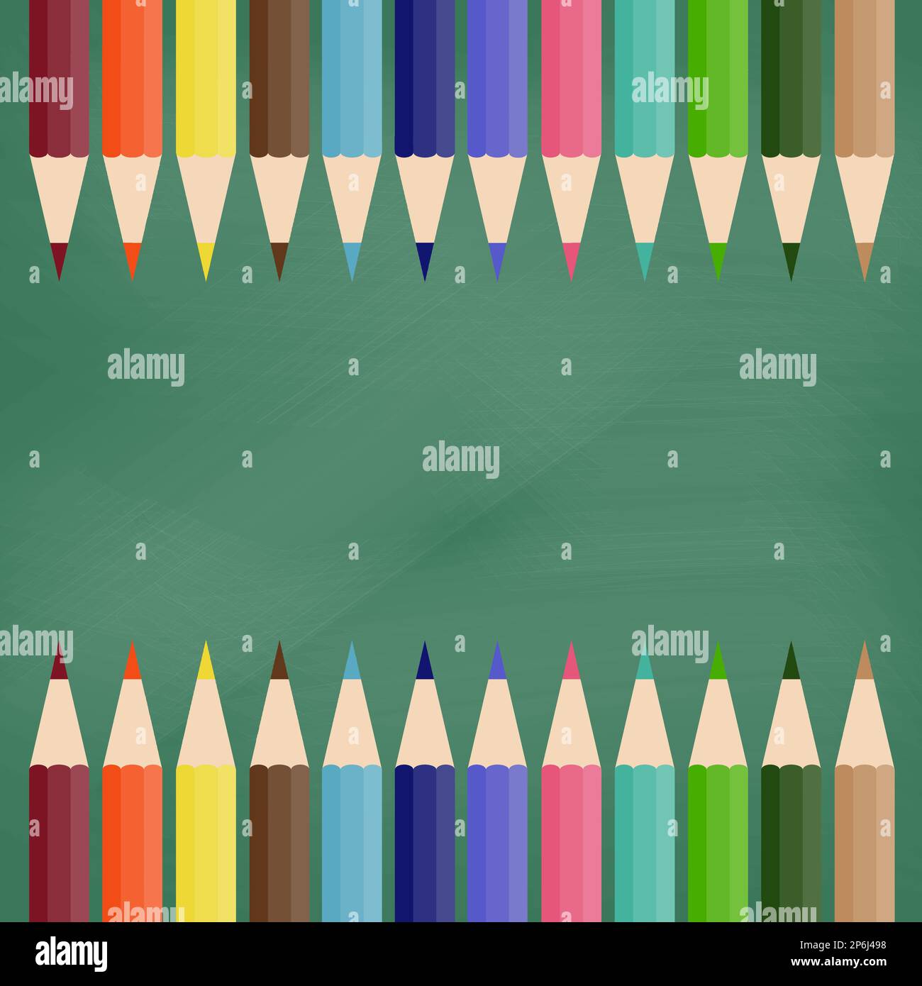 Blackboard with colored pencils. Vector illustration Stock Vector