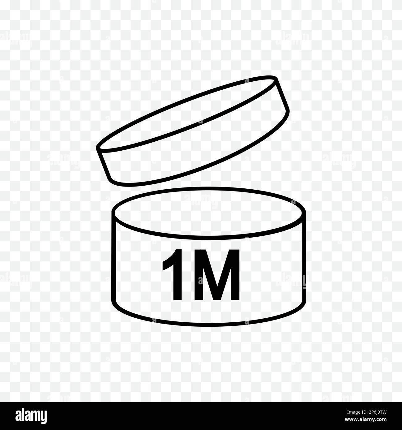 1 month PAO icon. Period after opening sign. Jar with open lid and 1M