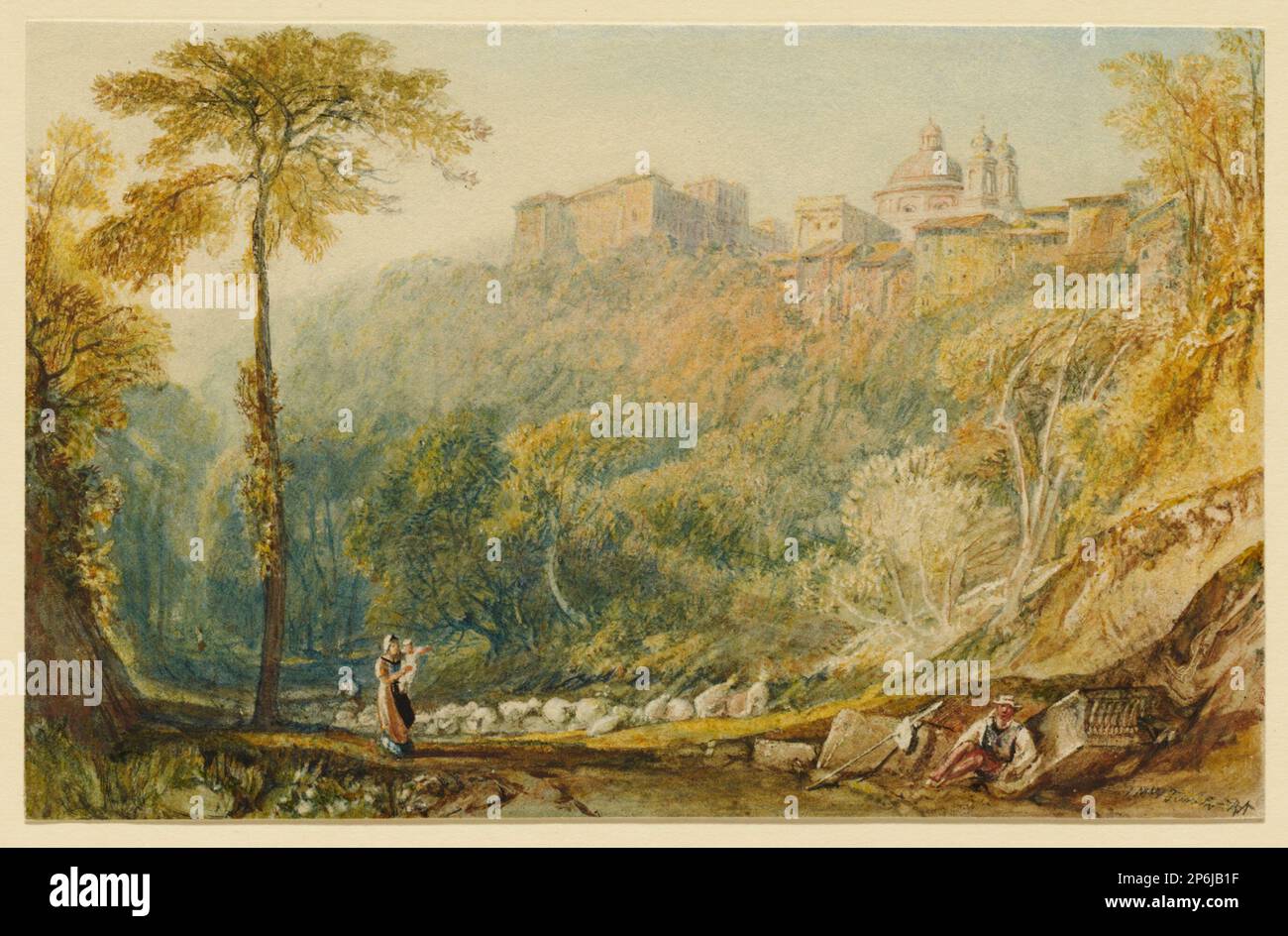 Joseph Mallord William Turner, View of La Riccia (Ariccia), 1817, watercolor and gouache, with scraping, on cream wove paper. Stock Photo