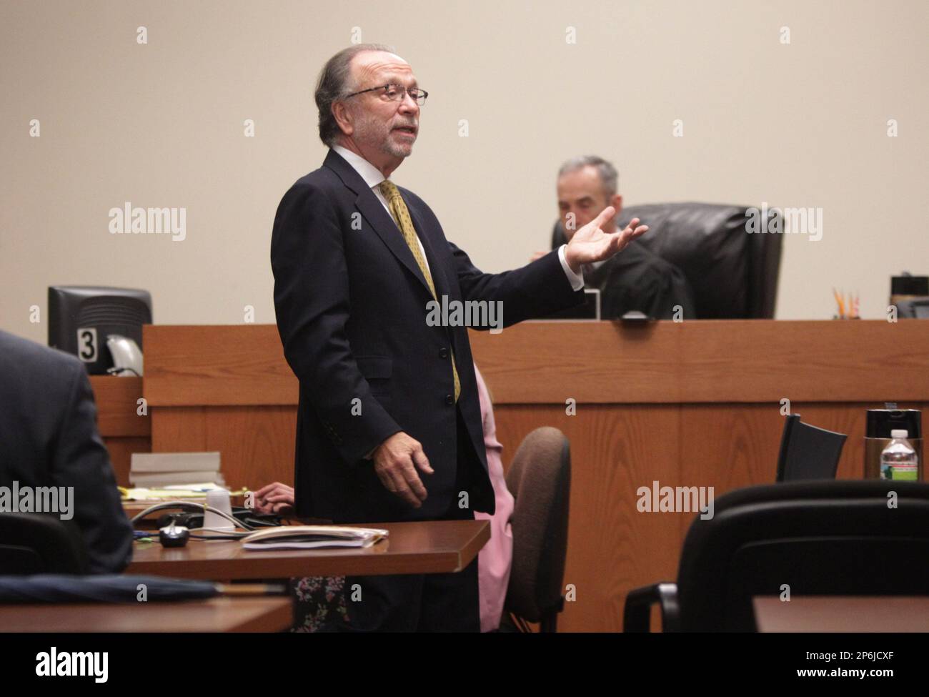 Defense attorney Steven Altman delivers his summation during former