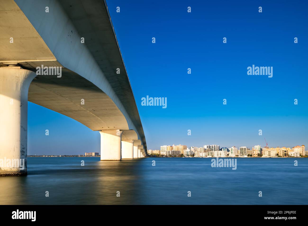 Late afternoon image under the Ringling Bridge in Sarasota, Florida